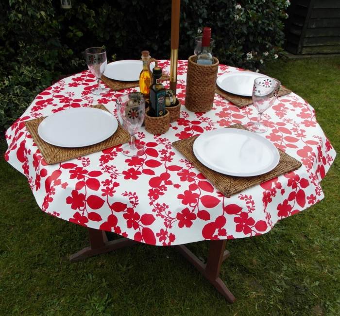 Garten-Tischdecken-Wachstuch-rund-Blumen-Motiv-rot-weiß-modern