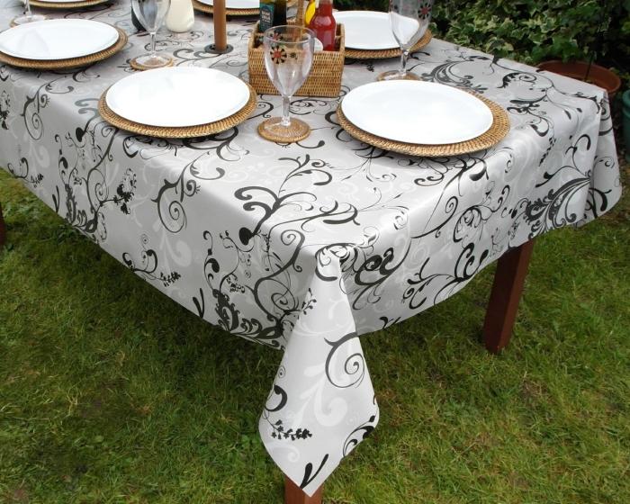 Garten-Tischdecken-Wachstücher-rechteckig-grau-schön-gemustert