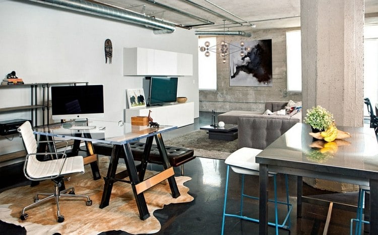 Home-Office-Ideen-modern-gestalten-Schreibtisch-Glasplatte
