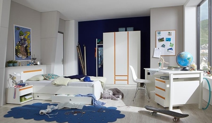 Modernes-Jugendbett-Jugendzimmer-einzelbett-bibi-alpinweiss-orange-wimex