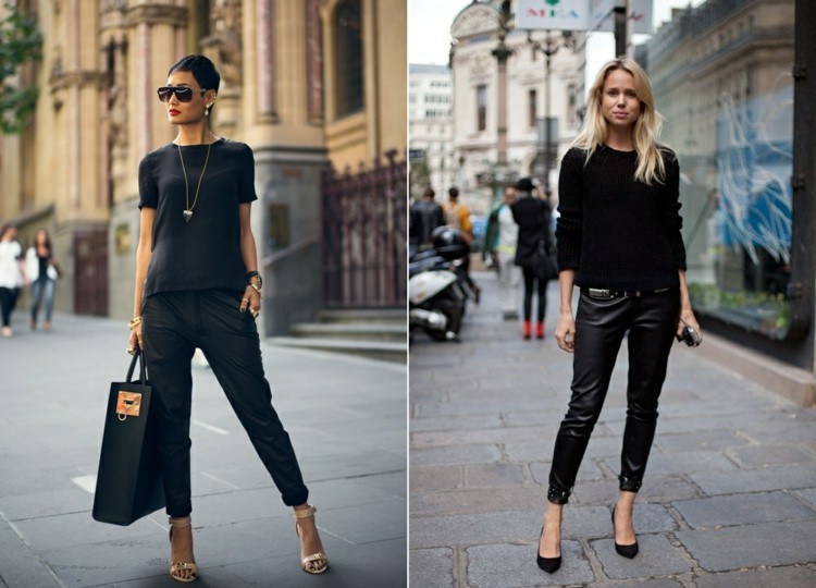 Schwarze-Outfits-zusammenstellen-Lederhose-Bluse