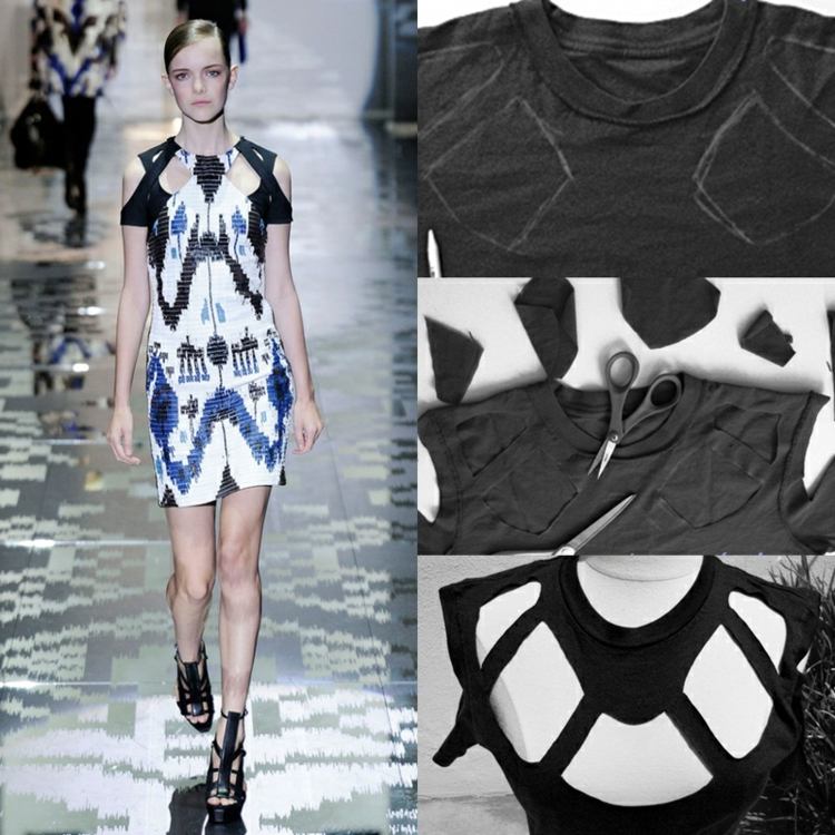 T-Shirt gestalten ausschneiden-Gucci-Ideen-modern-stilvoll