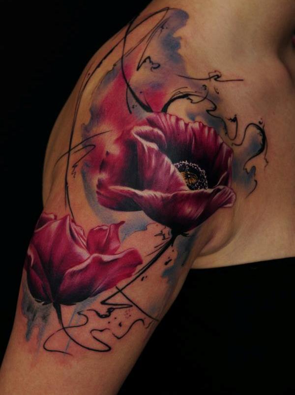 Tattoo-Ideen-Blumen-Schulter-Oberarm