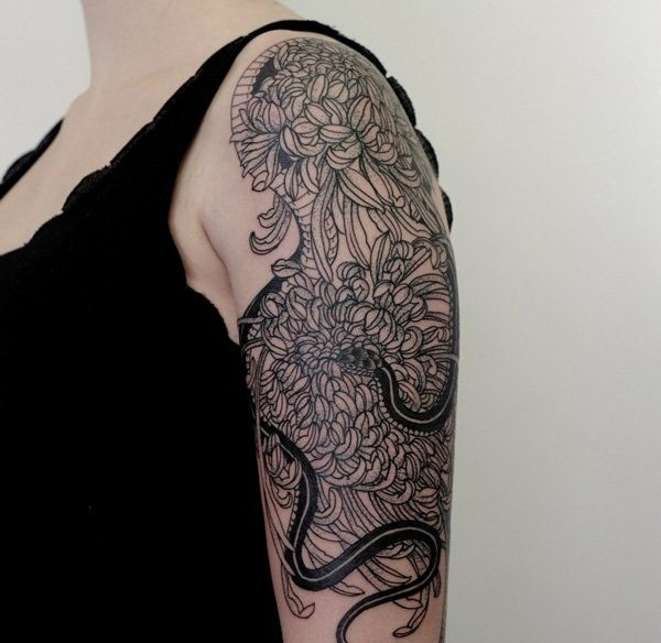 Tattoo-Ideen-Schulter-Schlange-Drachen-Half-Sleeve