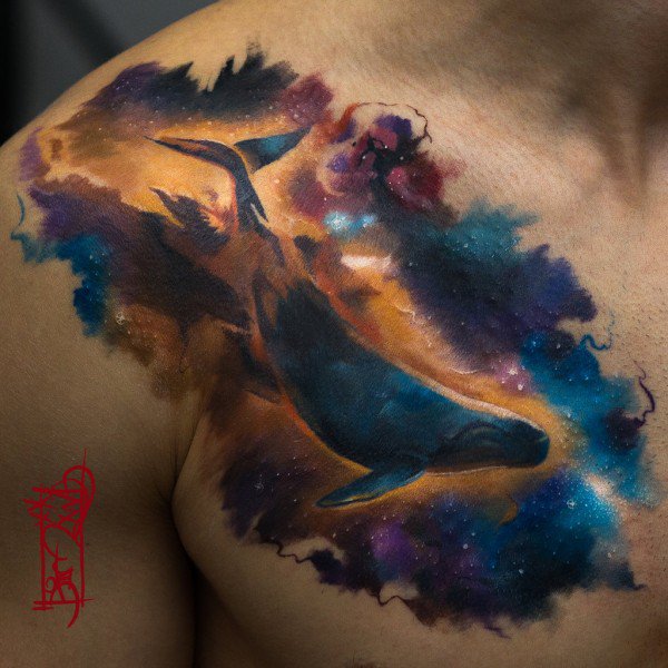 Tattoo-Ideen-Schulter-Watercolor-Motive-Männer