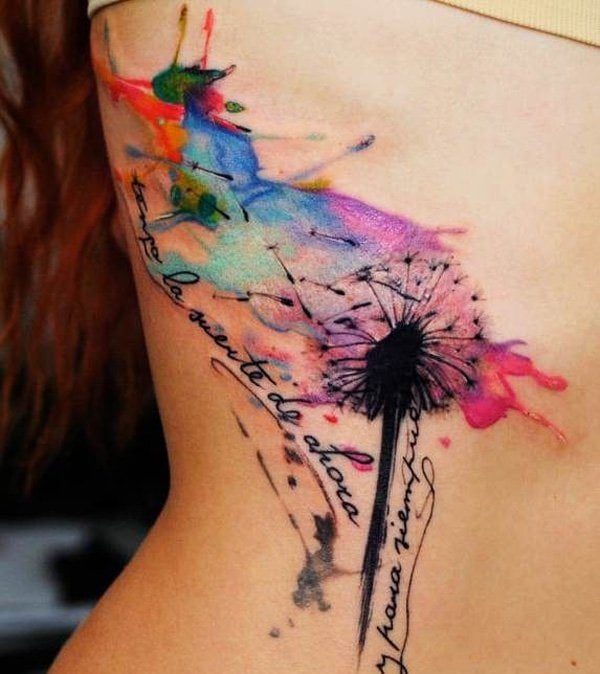 Tattoo-Ideen-Wasserfarbe-Pusterblume-farbig