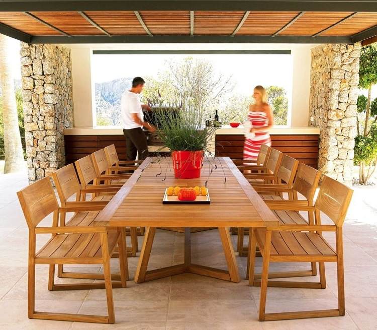 Teak-Gartenmöbel-Sitzgruppe-Essplatz-groß-ausziehbarer-Gartentisch