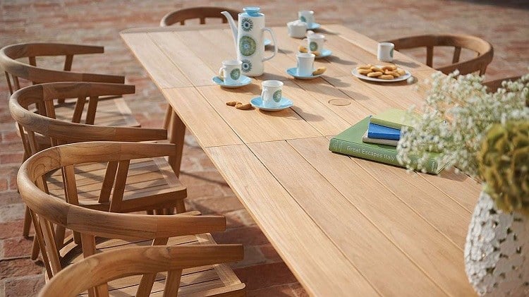 Teak-Gartenmöbel-Stühle-Tisch-ausziehbar-Essplatz