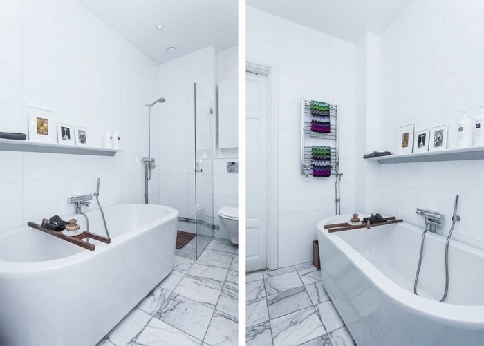badewanne dusche wohnung fliesen marmor skandinavisch