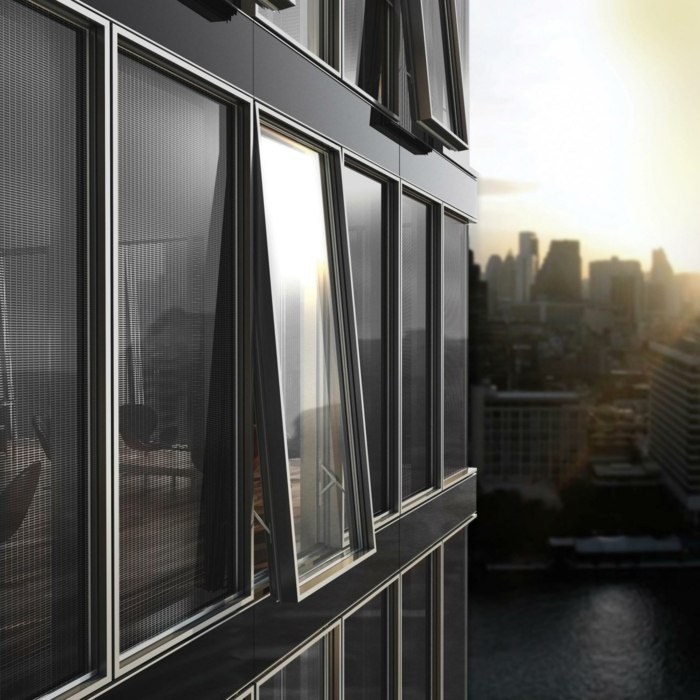 bürogebäude klappfenster profil aluminium rostfrei stadt