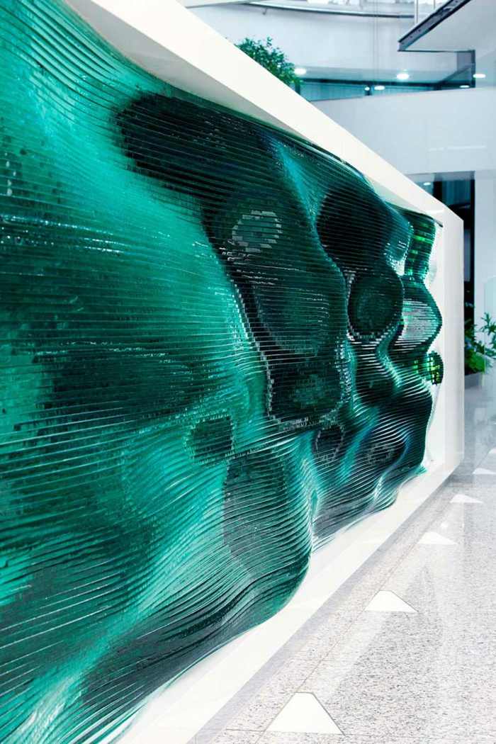 design aus glas wellen form kunst empfang schalter