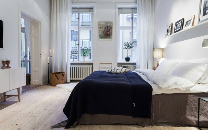 design schlafzimmer skandinavisch bett groß parkett