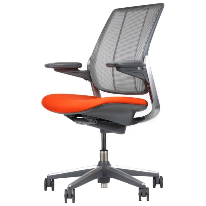 ergonomischer-Bürostuhl-roter-Sitz-Humanscale-Diffrient-World-Chair