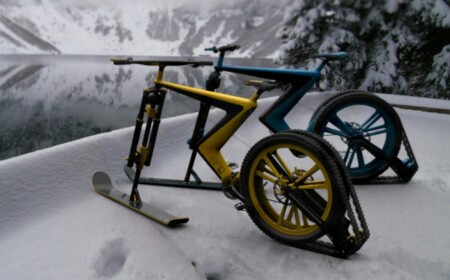 fahrrad für schnee gelb blau sport winter