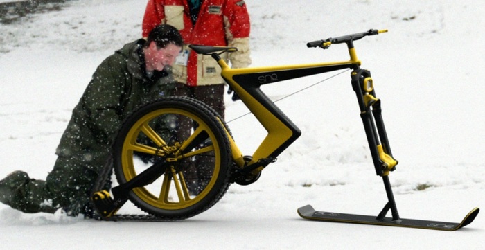 fahrrad für schnee ski kette gelb design venn