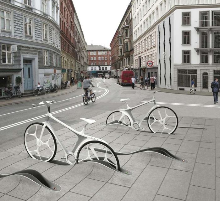 futuristischer-Einzel-Fahrradständer-Design-platzsparende-Abstellmöglichkeiten
