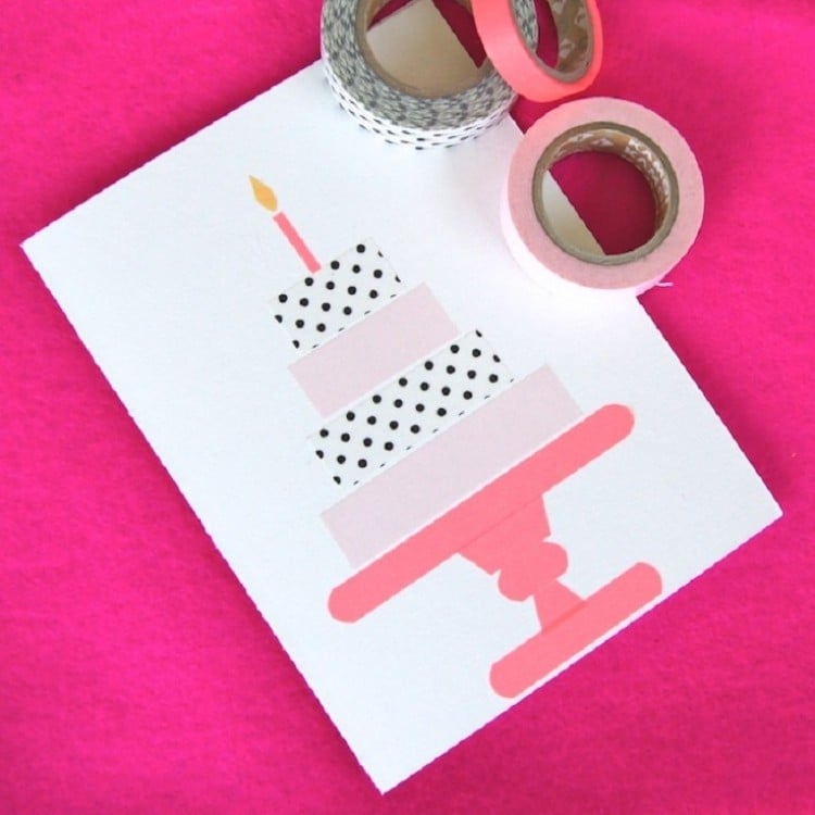 Geburtskarten gestalten -idee-washi-tape-torte