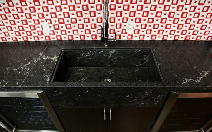 granit spüle küche schwarz marmor imitation elegant
