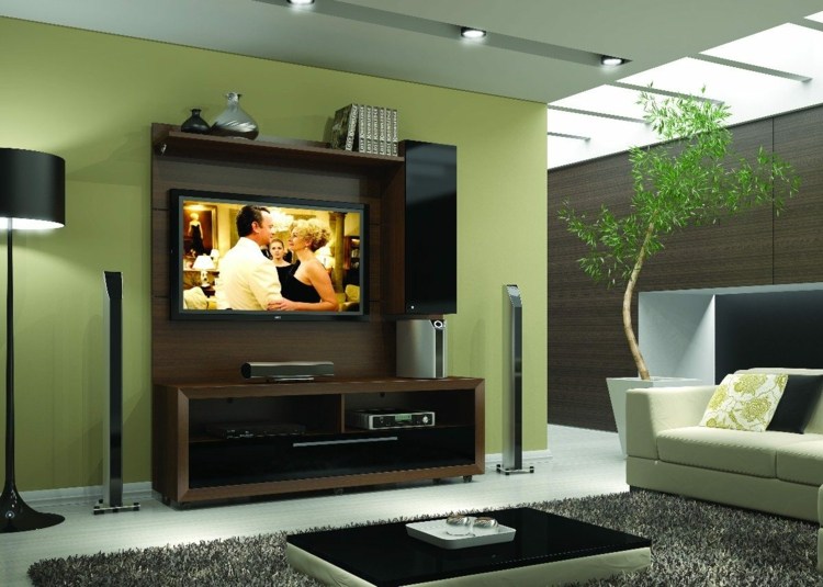 grüne-Wand-LED-Fernseher-Teppich