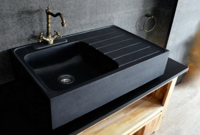küchen spüle granit schwarz modern schlicht