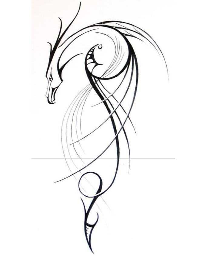lineare-darstellung-drache-design-tattoo-vorlagen-ideen