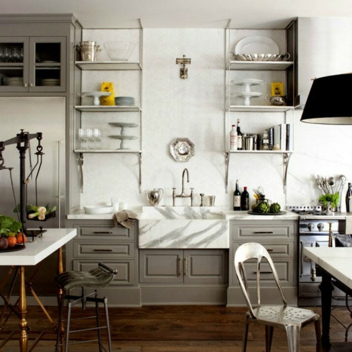 marmor küchen spüle weiß grau carerra