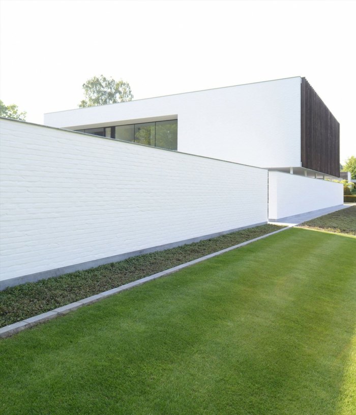 minimalismus design mauer vorgarten beet rasen