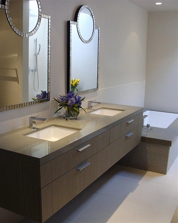 modern-Waschbecken-mit-Unterschrank-schwebend-spiegel-oberfläche