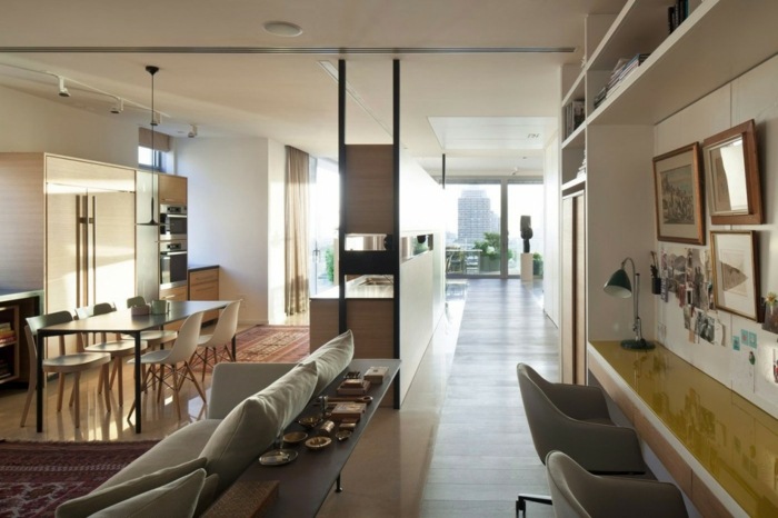 moderne apartment einrichtung sofa flur schreibtisch küche