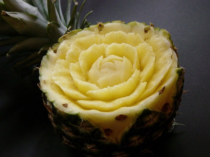 Obst schnitzen anfanger-ananas-blume-idee