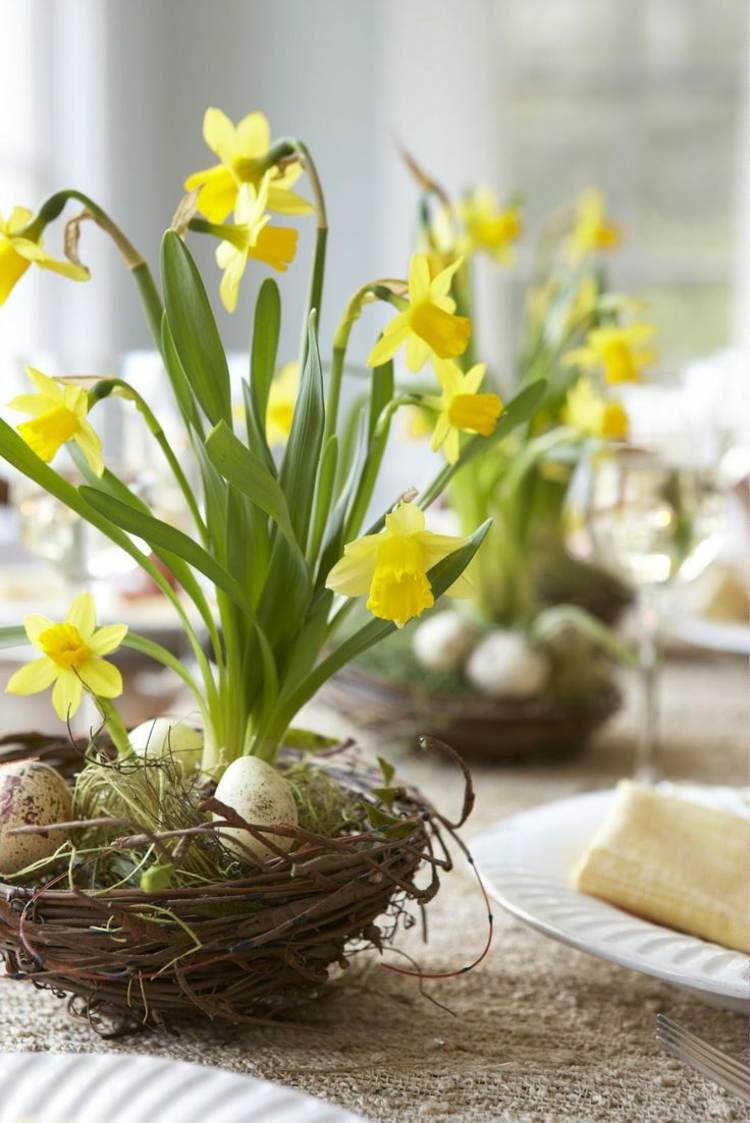 osterdeko 2015 narzissen-vogelnest-basteln-eier-festtafel-dekorieren