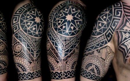 polynesische maori tattoos sleeve-brust-stern-traditionell