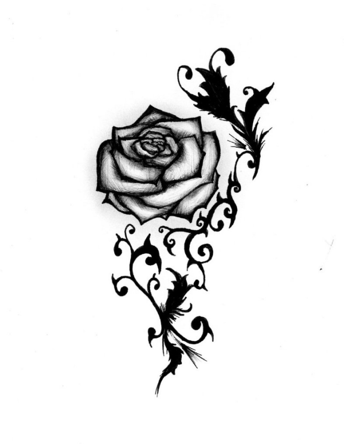 rose-tattoo-vorlagen-ideen-stilisierte-blätter