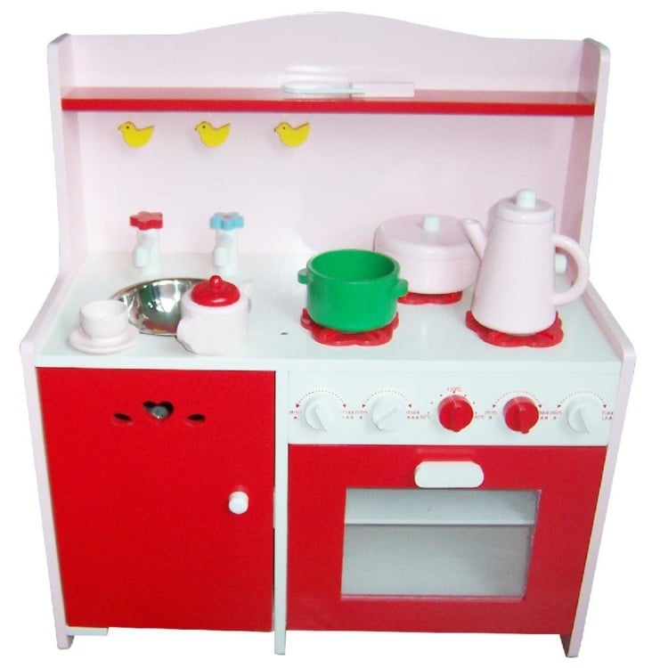 rot-weiße-Kinderküche-aus-Holz