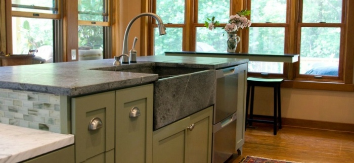 speckstein spüle waschbecken grau moderne küche einrichten