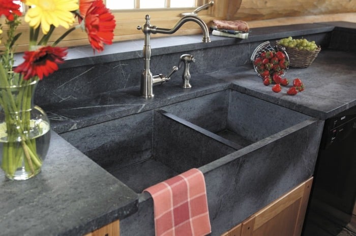 spüle design speckstein grau rustikal einrichtung küche