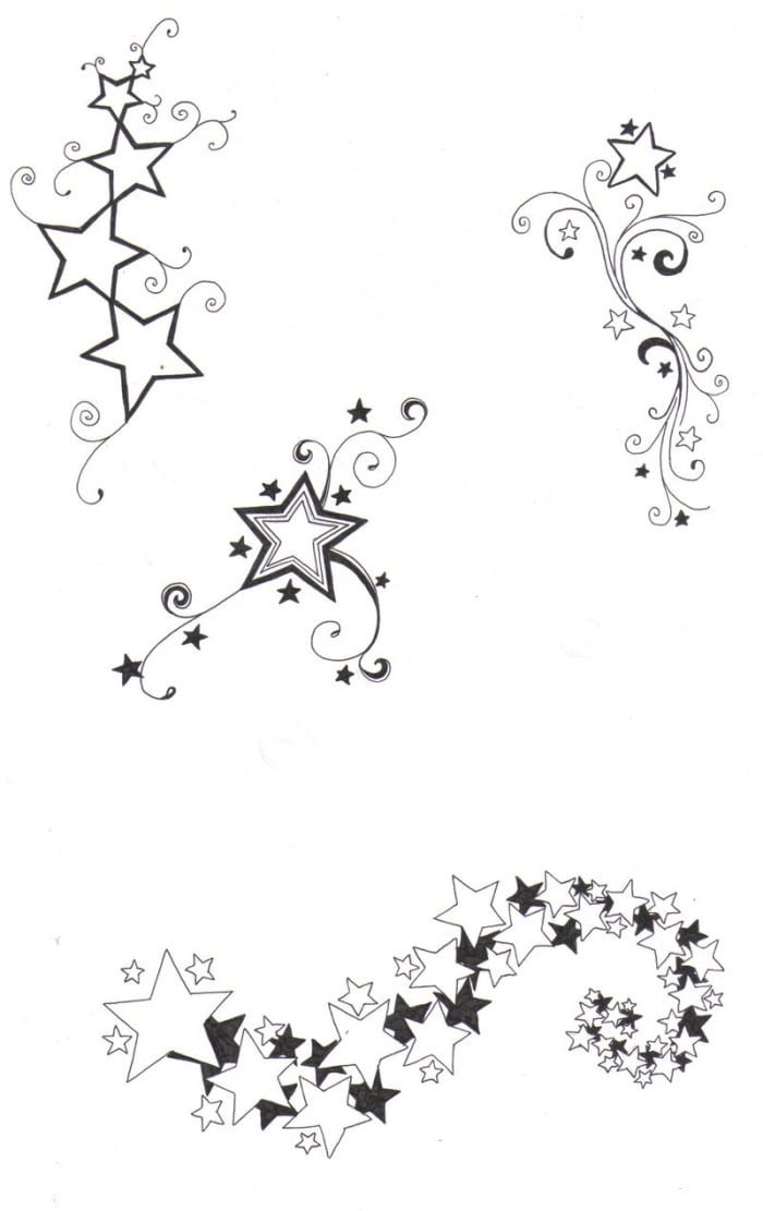 stern-tattoo-design-vorlagen-für-frauen-schnörkel Sternenschweif