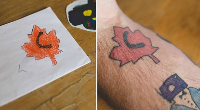 tattoo idee für väter zeichnung patriotisch ahornblatt kanada