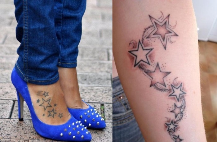 Stern Tattoo Design-feminine Darstellungen auf Fuß und Arm. tattoo-motive-f...