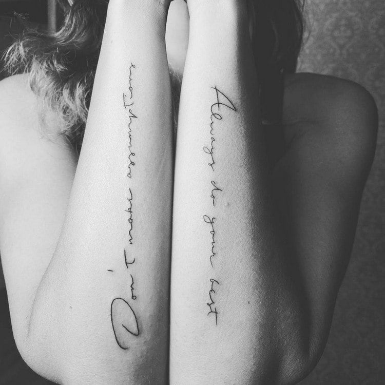 Frau schrift unterarm tattoo Tattoo Schrift