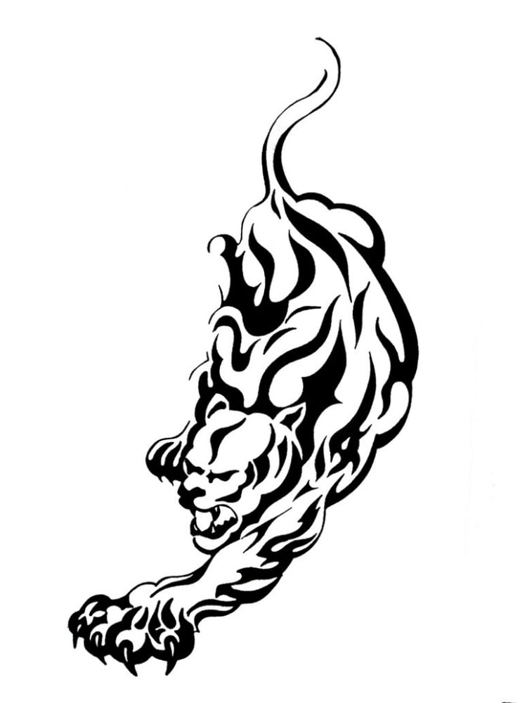 tattoo-vorlagen-angreifender-tiger-tribal