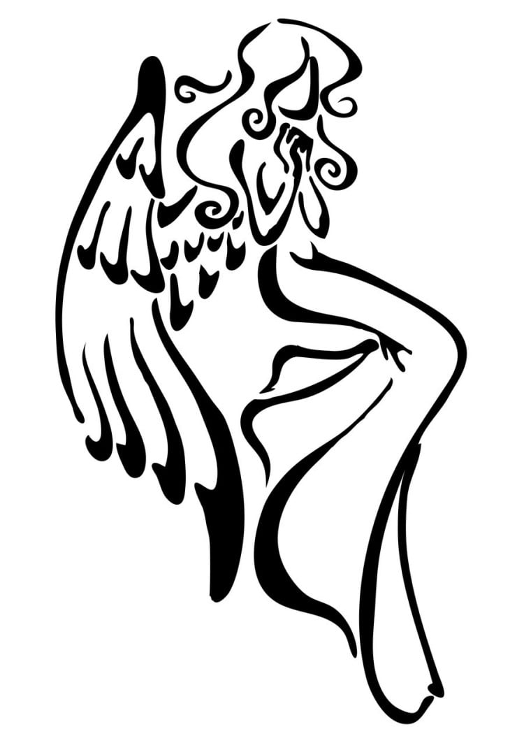 tattoo-vorlagen-engel-frau-fluegel-betend