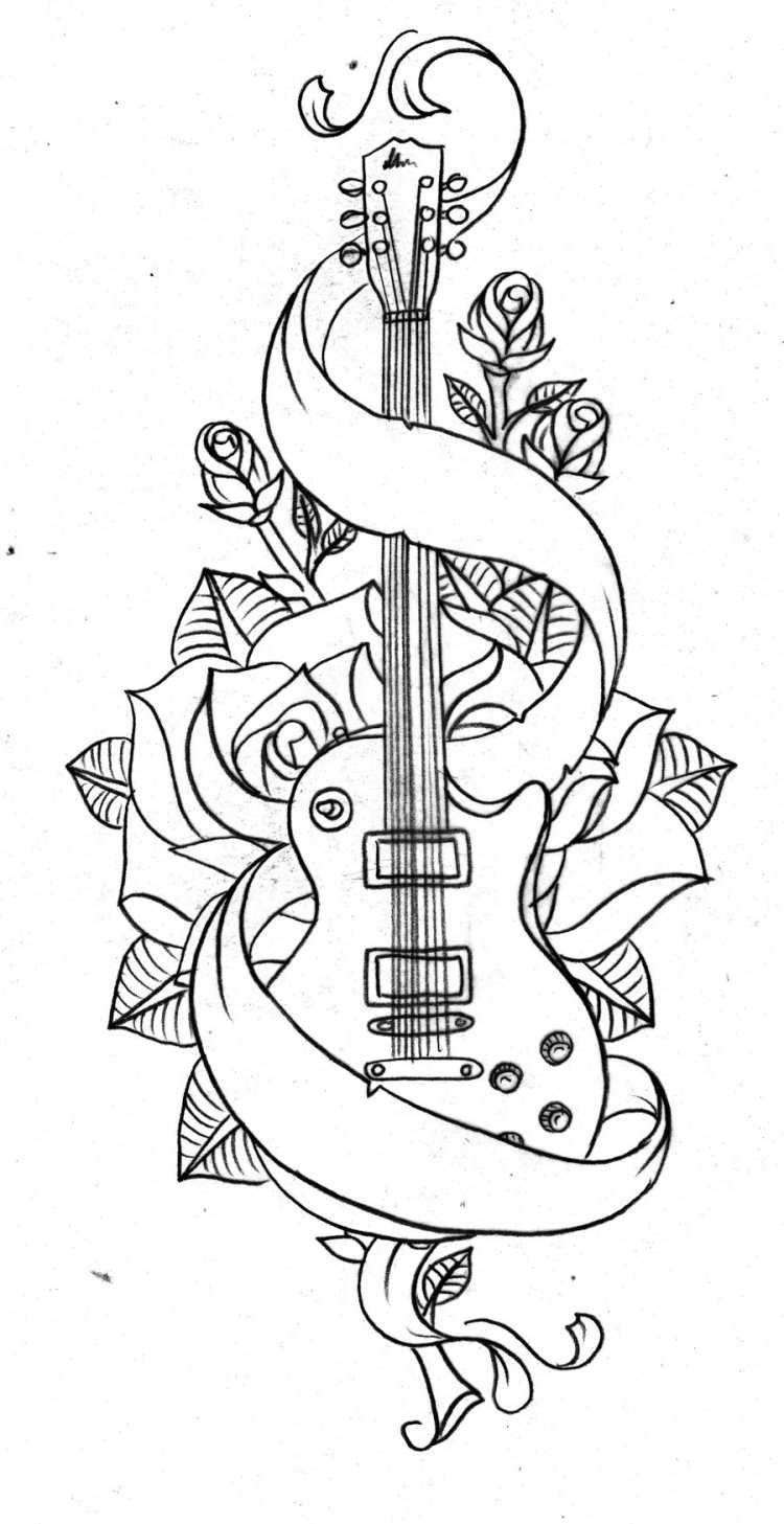tattoo-vorlagen-motiv-guitarre-rosen-band
