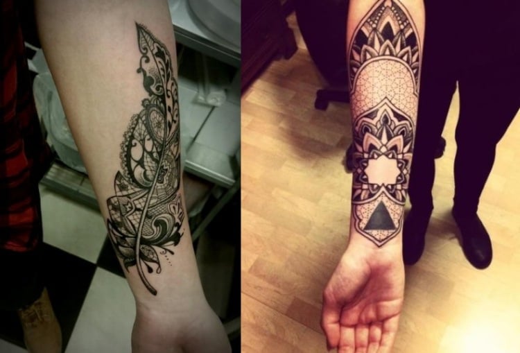 unterarm-tattoo-ideen-floral-geometrisch-tribal-dekorativ