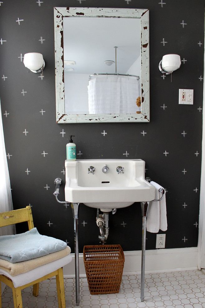 Badezimmer-Beleuchtung-Wand-Waschbecken-Tapeten-gemustert