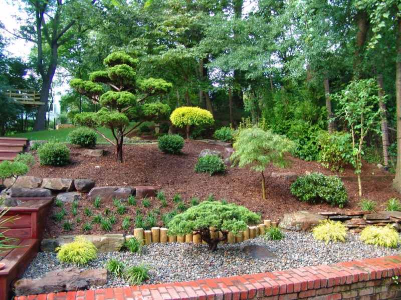 Bonsai-Baum-Garten-Hang-Stützmauer-Ideen