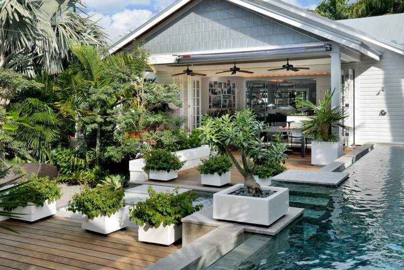 Bonsai-Baum-Gestaltung-Ideen-Pool-Holz-Terrasse