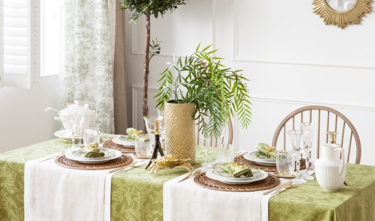 Dekoration-Frühling-edle-Tischdeko-Ideen-grün-weiß