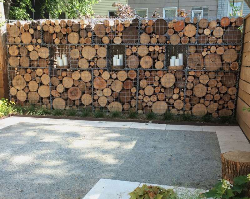 Gabionenwand-Garten-Holz-Ideen-modern