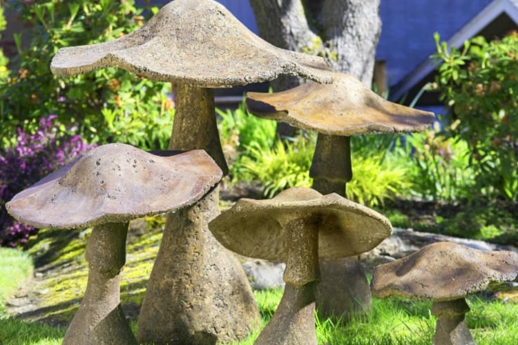 Gartendeko aus Beton selber machen- beton mushroom